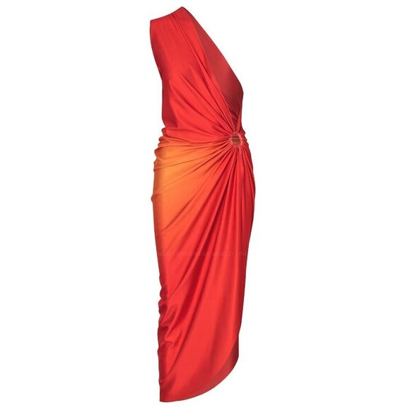 Baobab Nikka Dress in Puesta De Sol & Red Small New Womens Midi One Shoulder - Picture 11 of 12